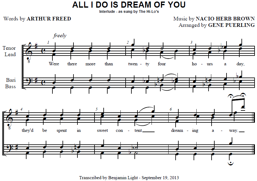 Barbershop tags all i do is dream of you hi los version 